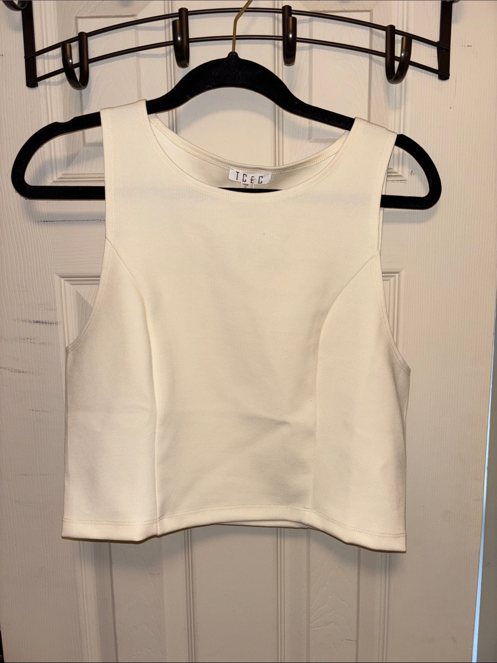 Cream Sleeveless Crop Top